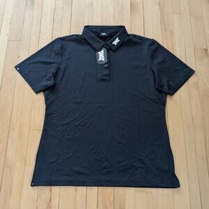 New PXG Parsons Xtreme Golf Signature Polo Shirt Size L Black Snap Summer Active